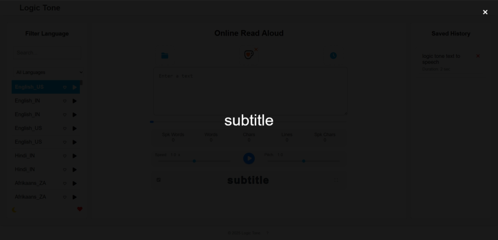 Text-to-Speech with Subtitles with subtitle full screen 